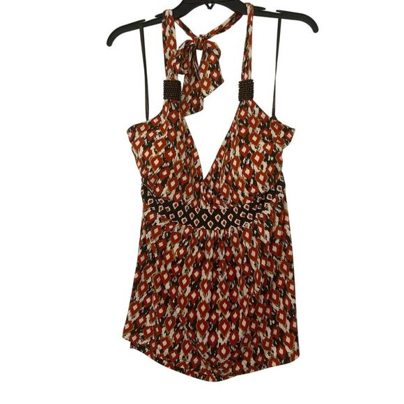 Apt 9 Babydoll Boho Beaded Tie Neck Halter Top Summer New Size XL - Picture 6 of 12